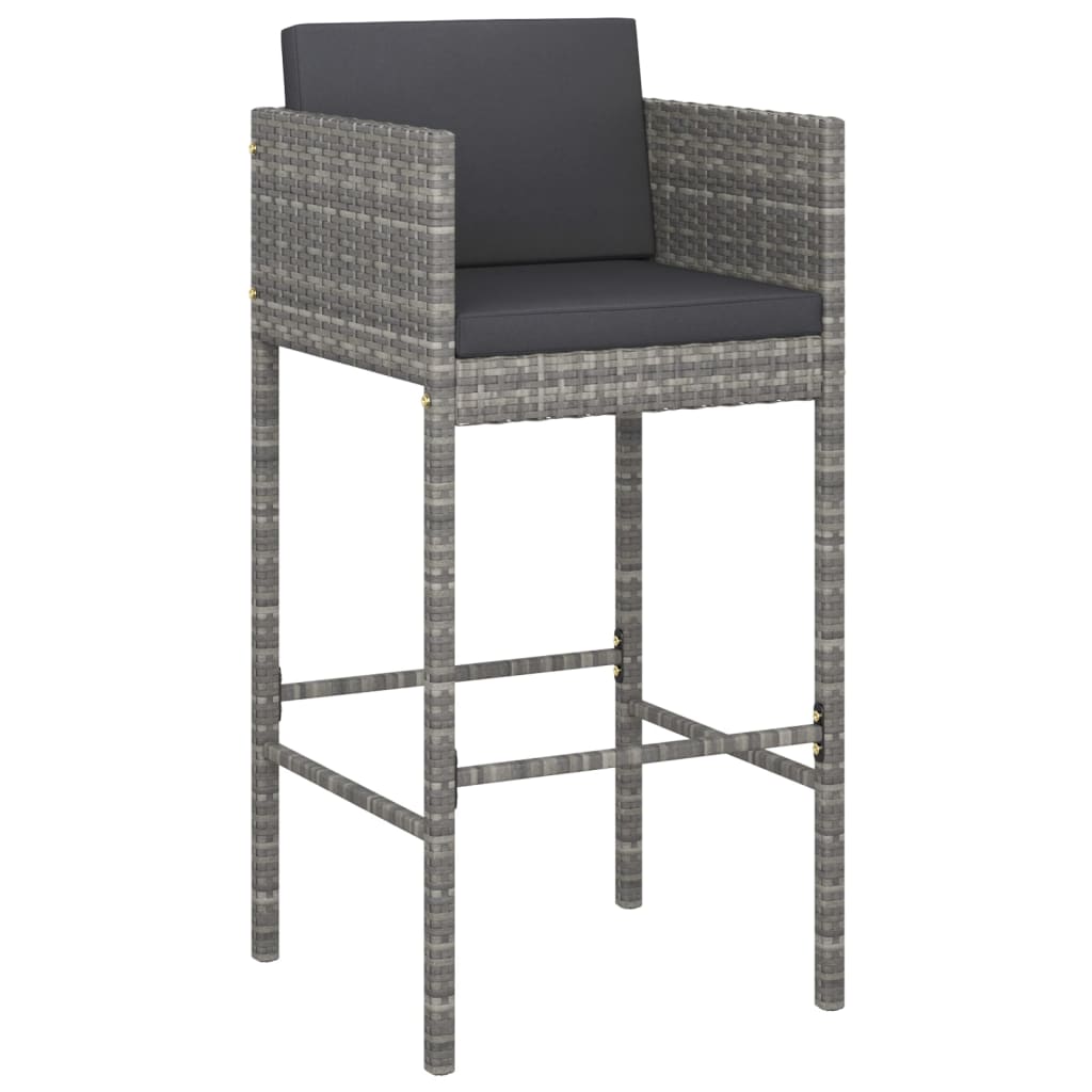 Ensemble de bar de jardin 5 pcs avec coussins gris poly rotin