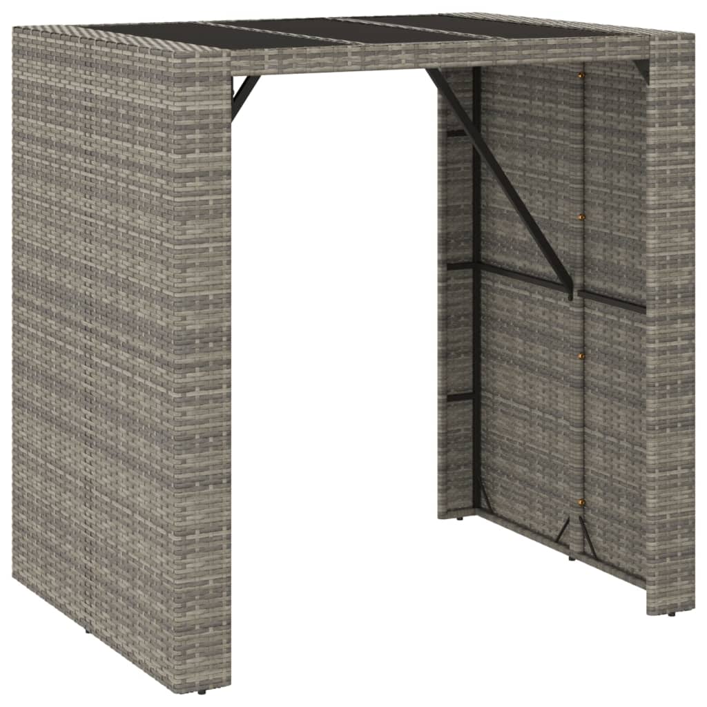 Ensemble de bar de jardin 5 pcs avec coussins gris poly rotin