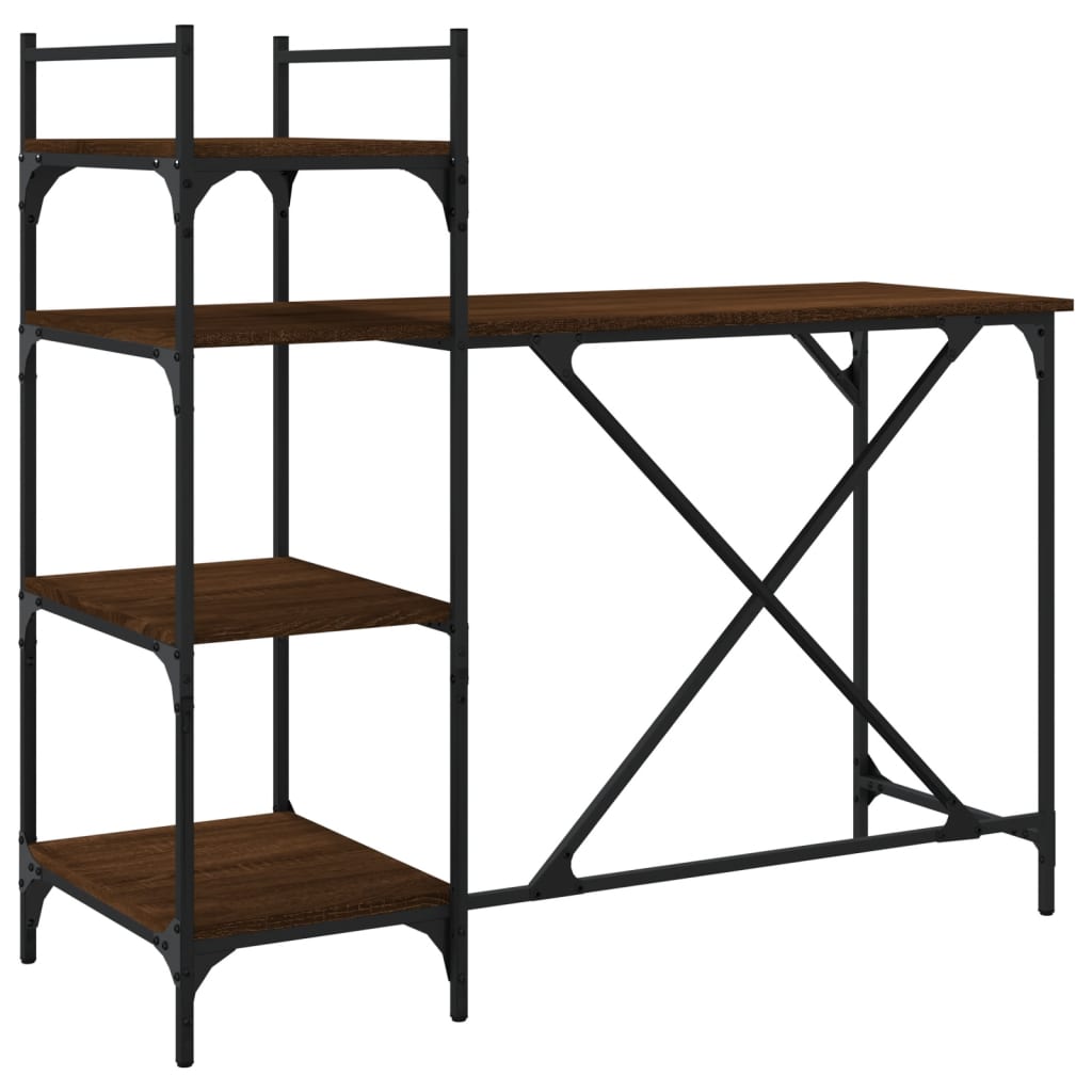 Bureau d'ordinateur avec étagères chêne marron 120x47x109 cm Bureaux vidaXL