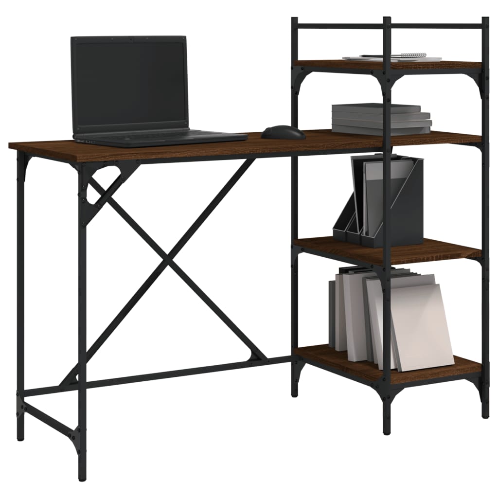 Bureau d'ordinateur avec étagères chêne marron 120x47x109 cm Bureaux vidaXL