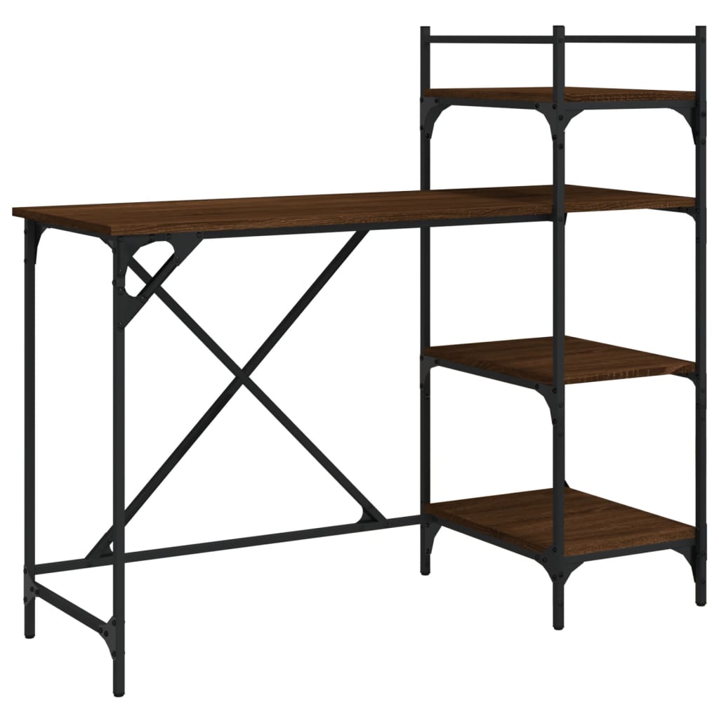 Bureau d'ordinateur avec étagères chêne marron 120x47x109 cm Bureaux vidaXL