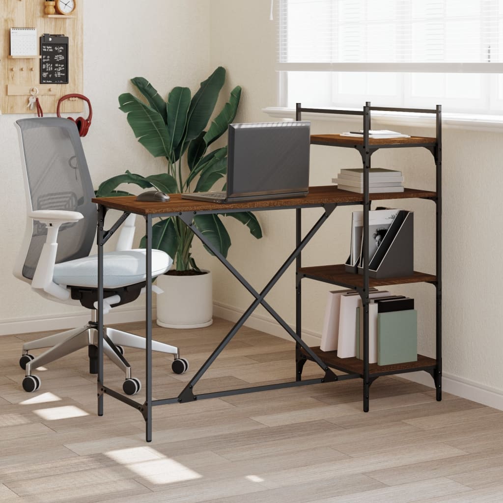 Bureau d'ordinateur avec étagères chêne marron 120x47x109 cm Bureaux vidaXL