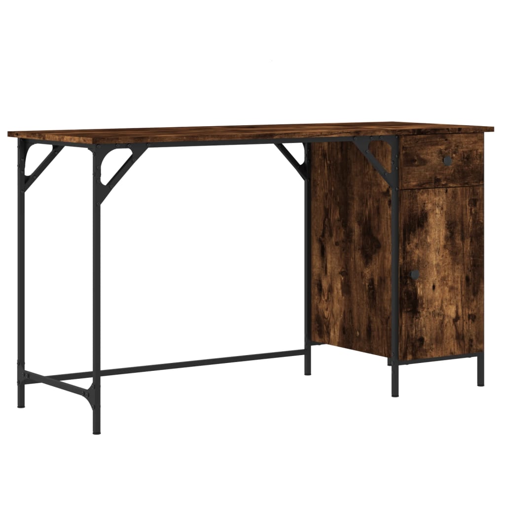 Bureau d'ordinateur chêne fumé 131x48x75 cm bois d’ingénierie - XIOS