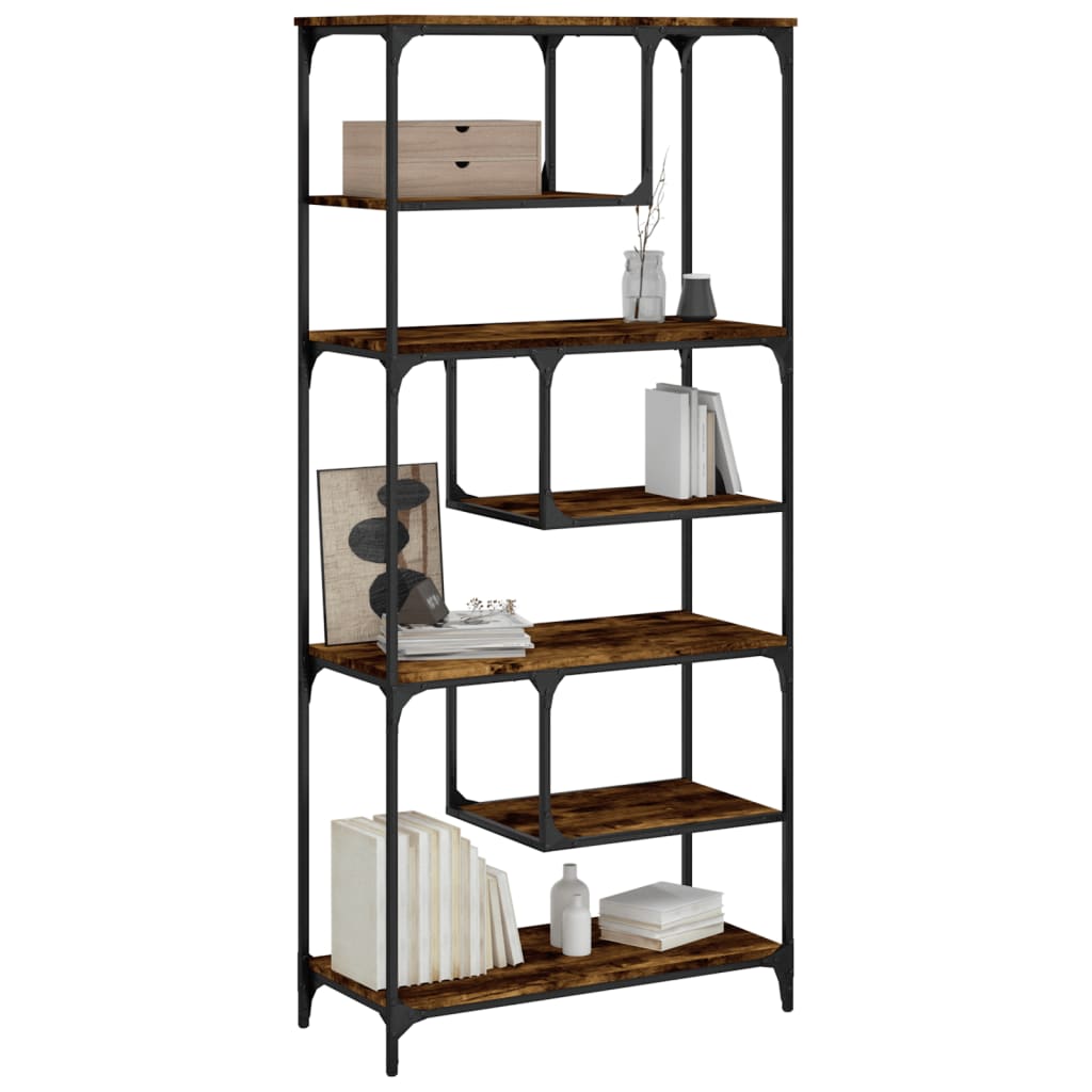 Bibliothèque chêne fumé 81x36x176 cm bois d'ingénierie - XIOS