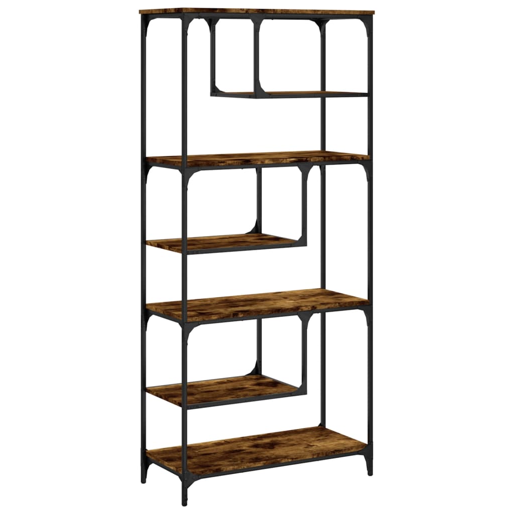 Bibliothèque chêne fumé 81x36x176 cm bois d'ingénierie - XIOS