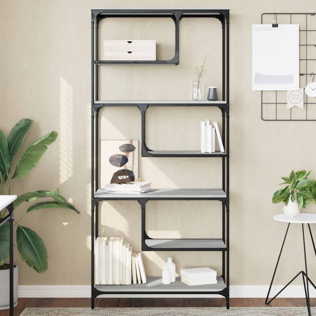 Bibliothèque sonoma gris 81x36x176 cm bois d'ingénierie - XIOS