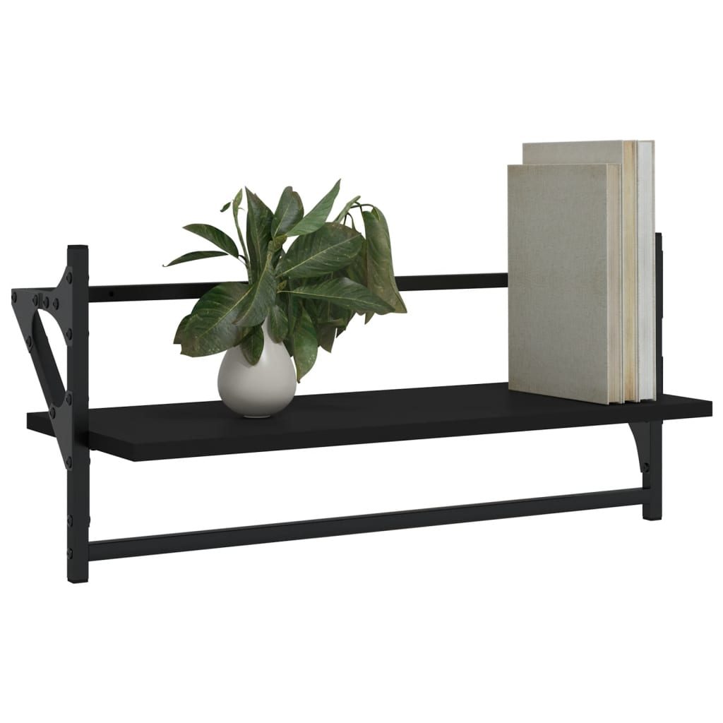 Étagères murales avec barres 2 pcs noir 65x25x30 cm - XIOS