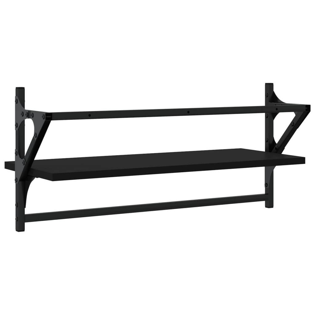 Étagères murales avec barres 2 pcs noir 65x25x30 cm - XIOS