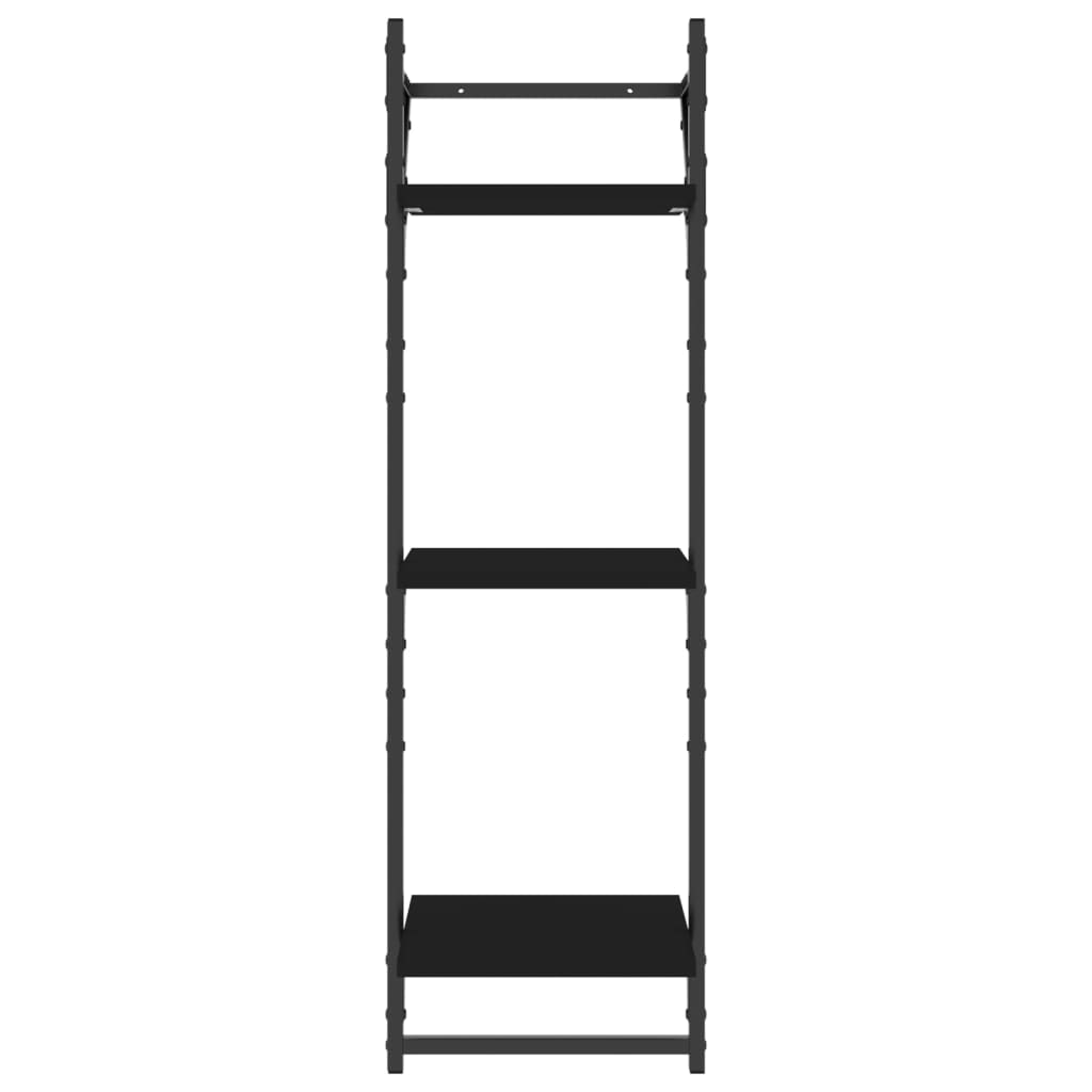 Étagères murales à 3 niveaux avec barres 2 pcs noir 30x25x100cm - XIOS
