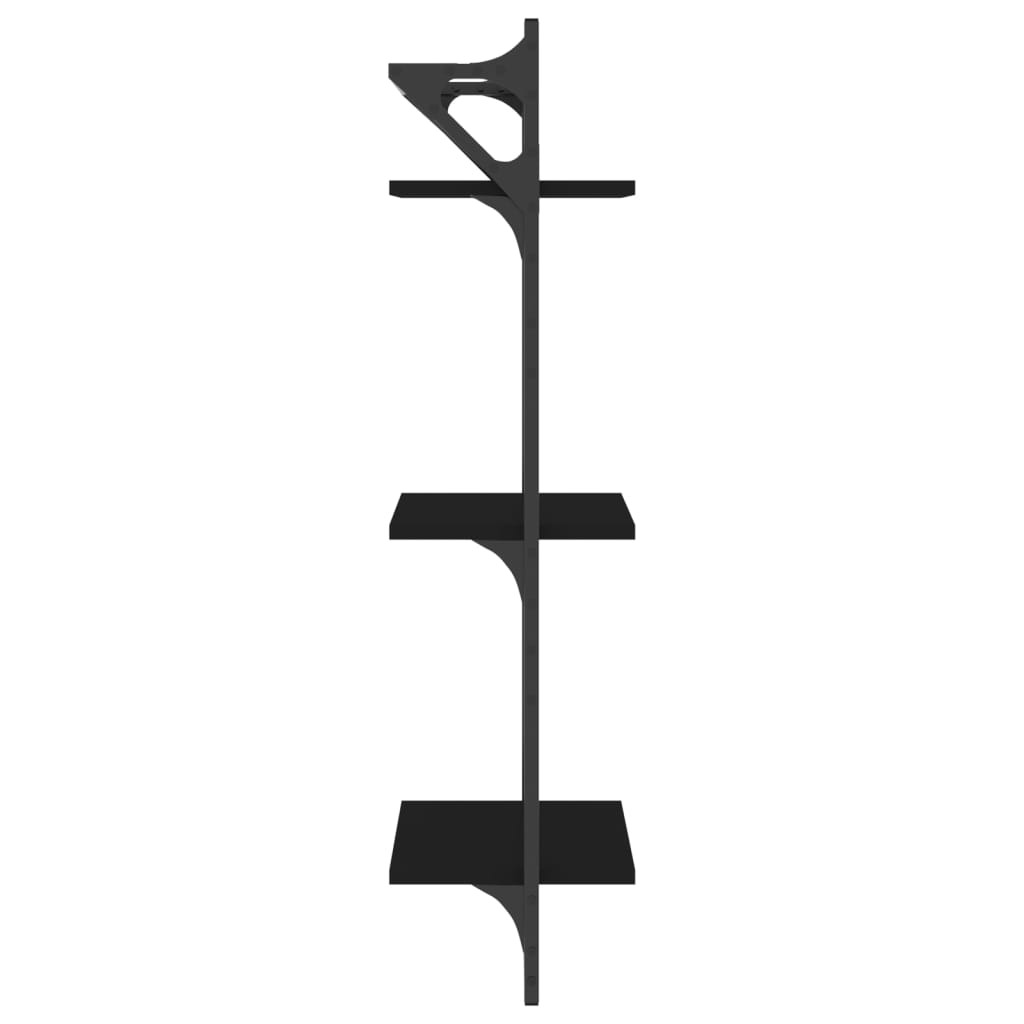 Étagères murales à 3 niveaux avec barres 2 pcs noir 30x25x100cm - XIOS