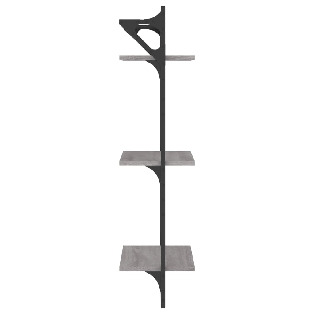 Étagères murales à 3 niveaux avec barres 2 pcs sonoma gris - XIOS