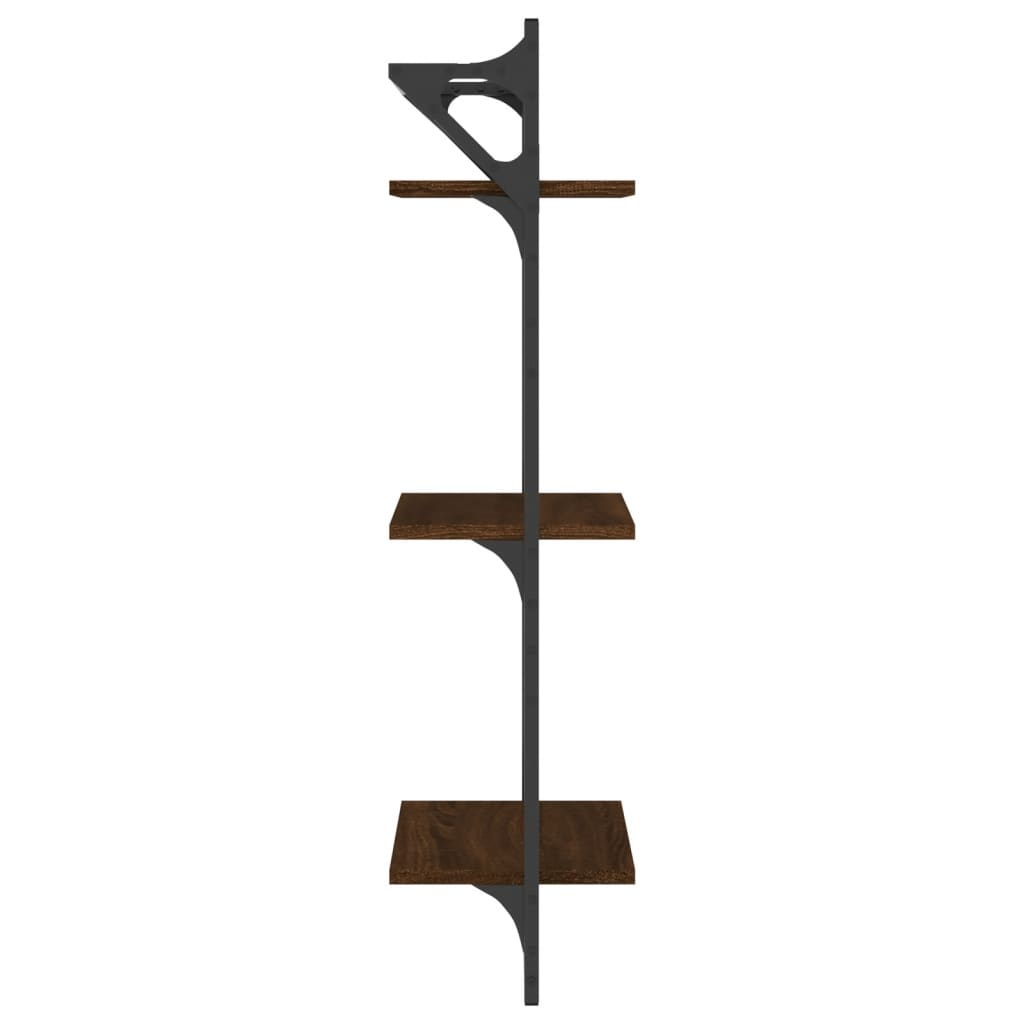 Étagères murales à 3 niveaux avec barres 2 pcs chêne marron - XIOS