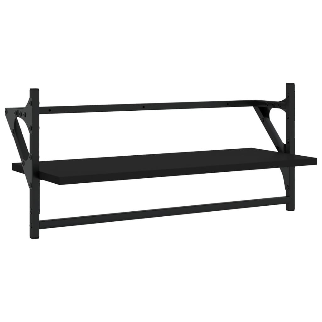 Ensemble d'étagères murales barres 4 pcs noir bois d'ingénierie Étagères murales & corniches vidaXL