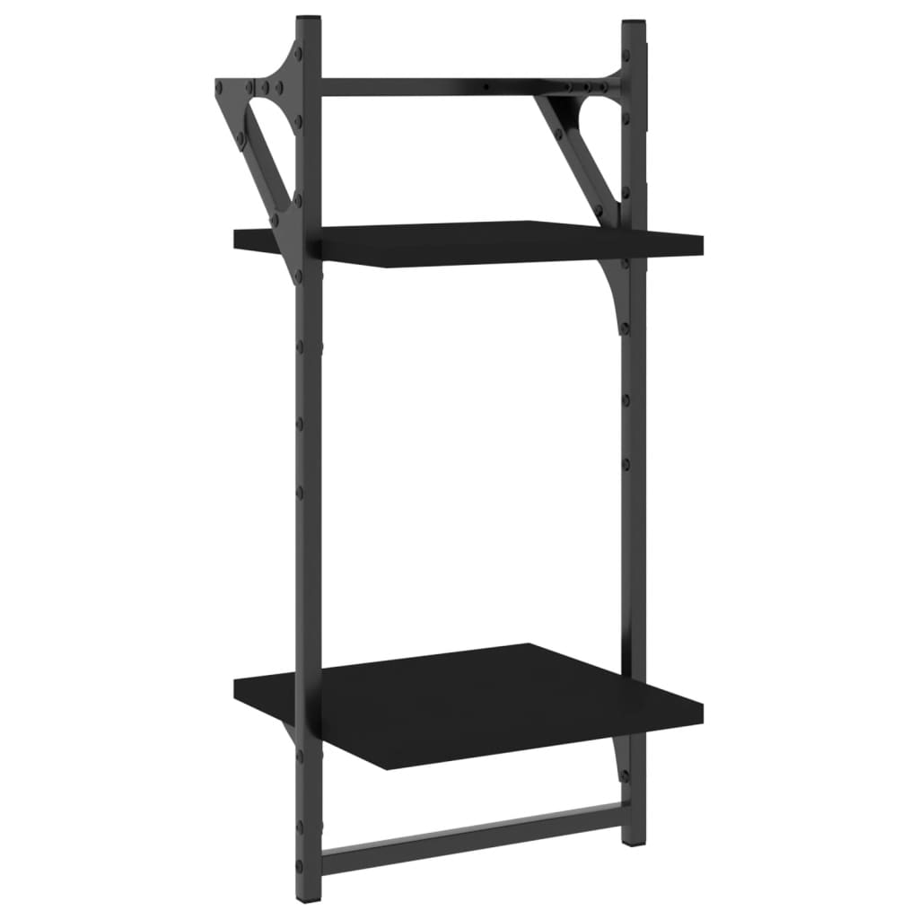 Ensemble d'étagères murales barres 4 pcs noir bois d'ingénierie Étagères murales & corniches vidaXL