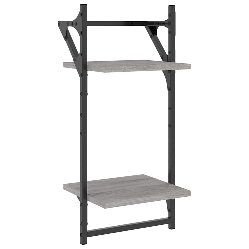 Ensemble d'étagères murales avec barres 4 pcs sonoma gris - XIOS
