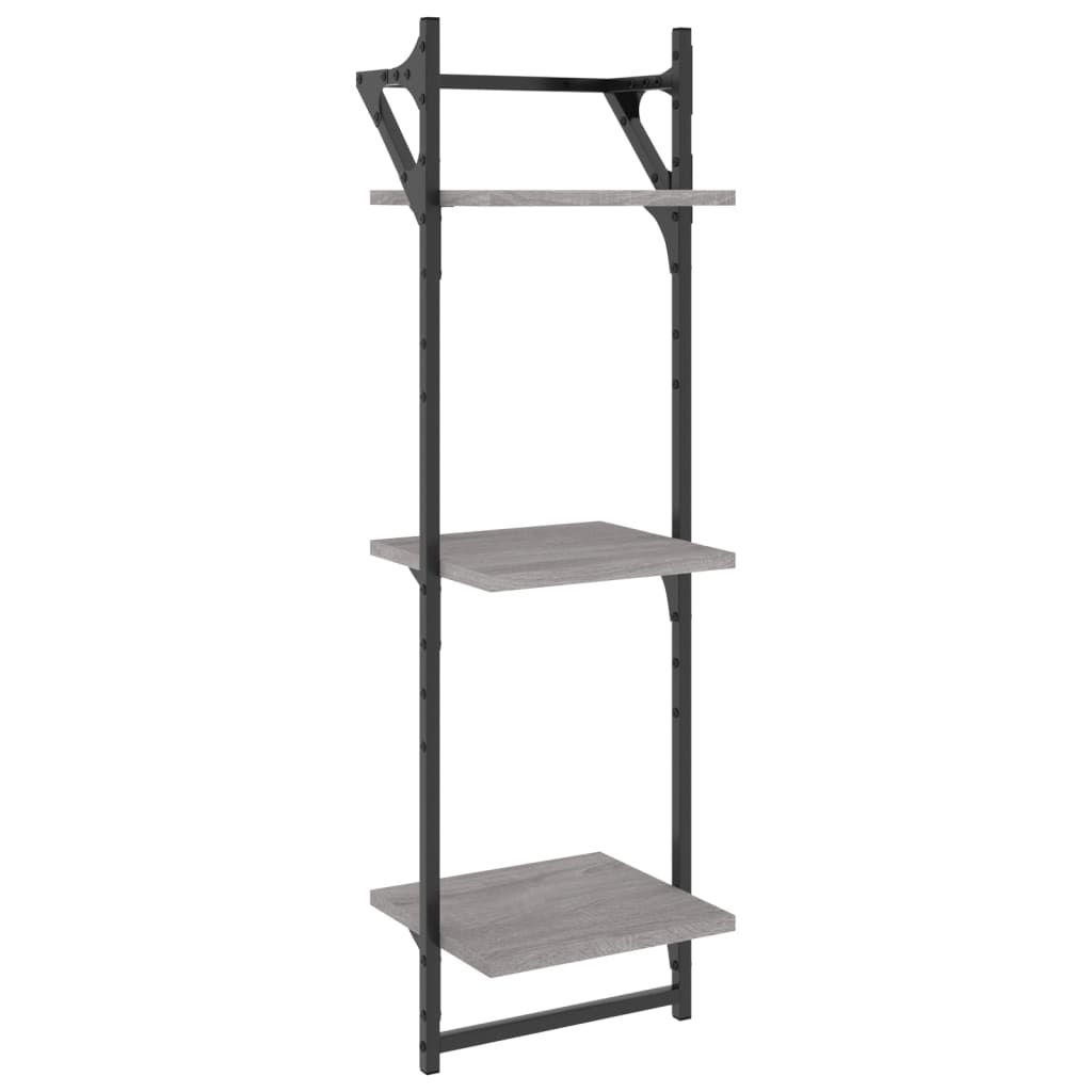Ensemble d'étagères murales avec barres 6 pcs sonoma gris - XIOS