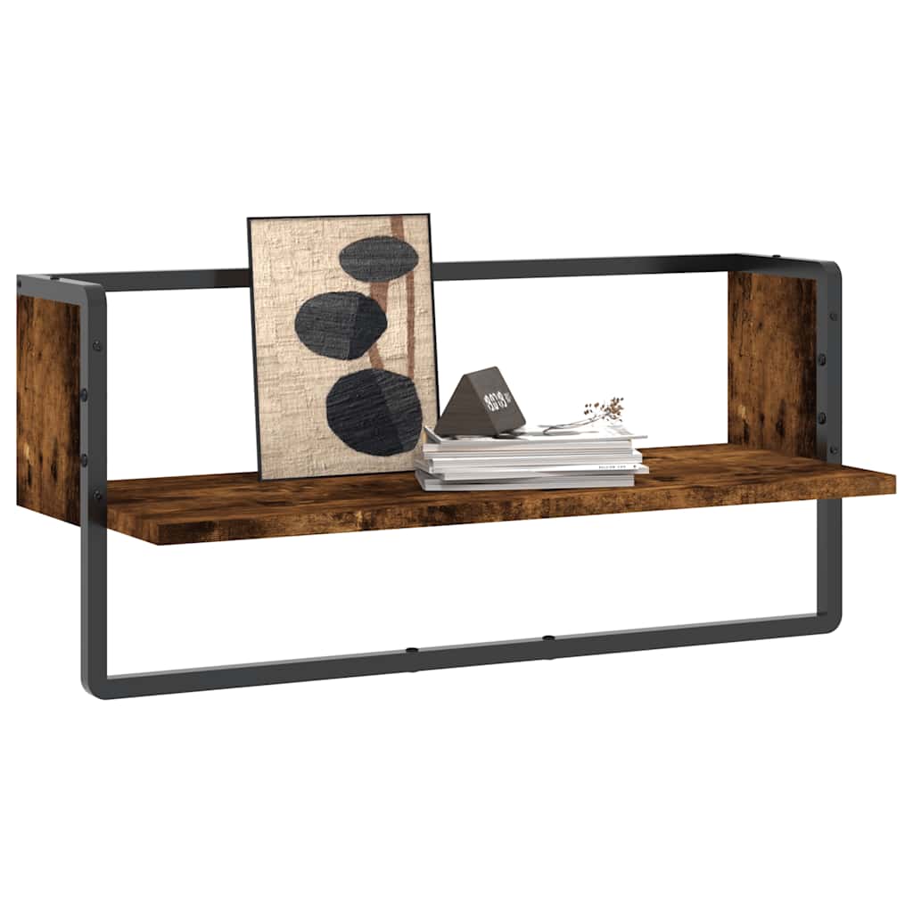 Étagère murale avec barre chêne fumé 65x25x30 cm - XIOS