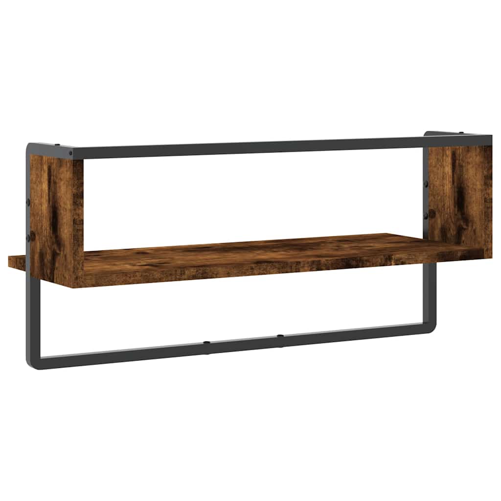 Étagère murale avec barre chêne fumé 65x25x30 cm - XIOS