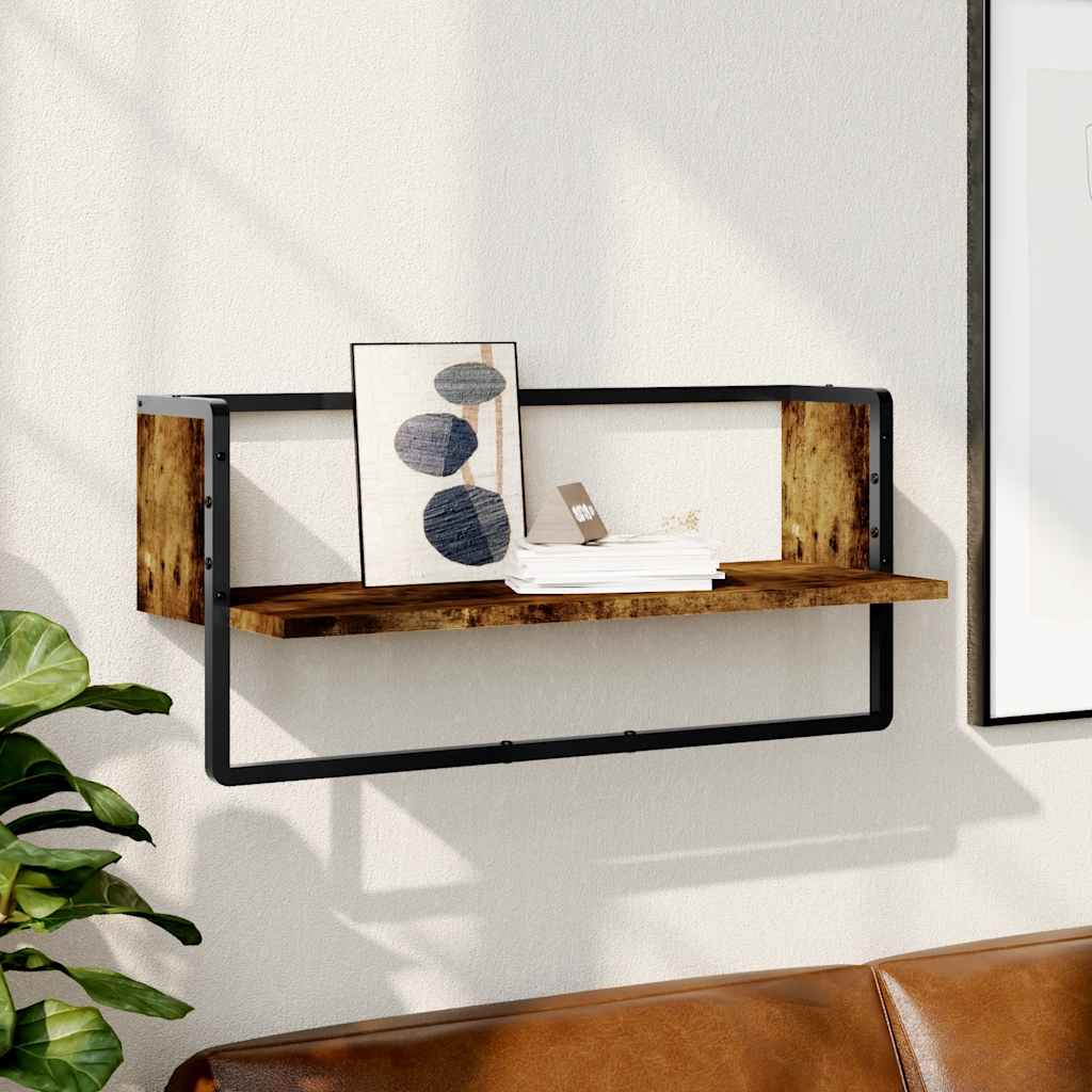 Étagère murale avec barre chêne fumé 65x25x30 cm - XIOS