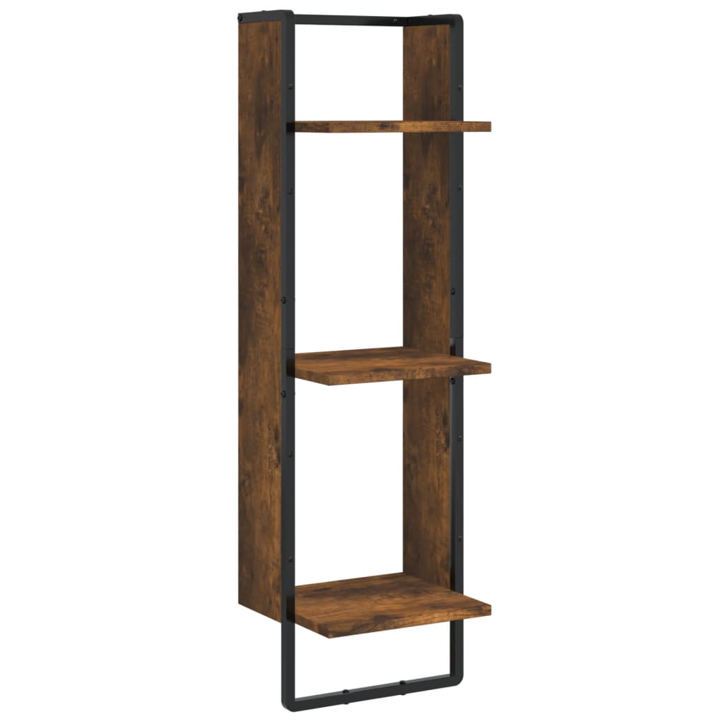Étagère murale 3 niveaux chêne fumé 30x25x100cm bois ingénierie - XIOS