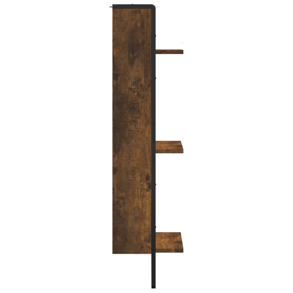 Étagère murale 3 niveaux chêne fumé 30x25x100cm bois ingénierie - XIOS