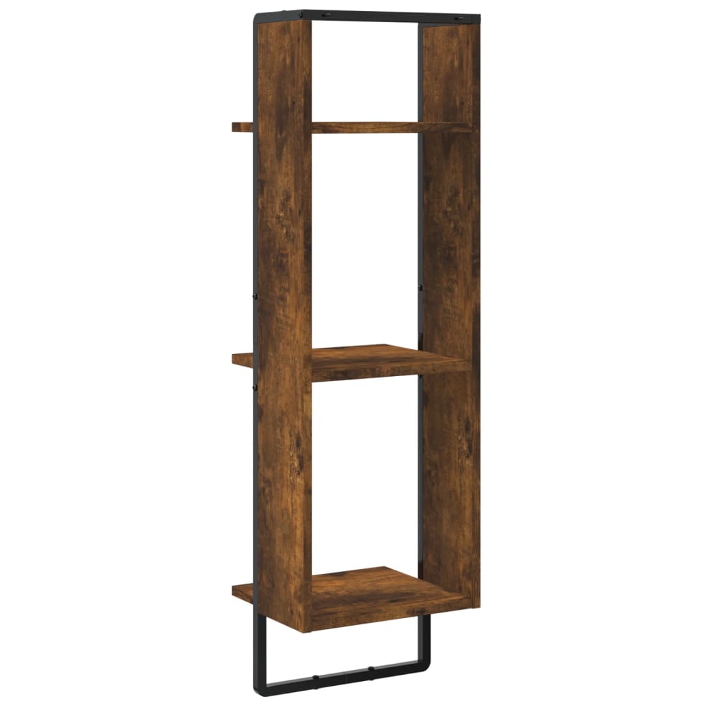 Étagère murale 3 niveaux chêne fumé 30x25x100cm bois ingénierie - XIOS