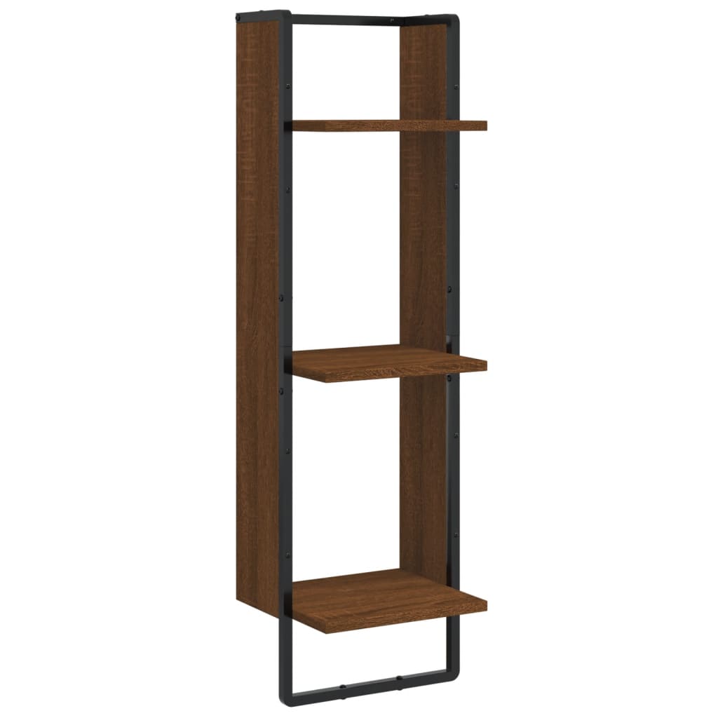 Étagère murale 3 niveaux chêne marron 30x25x100 cm - XIOS