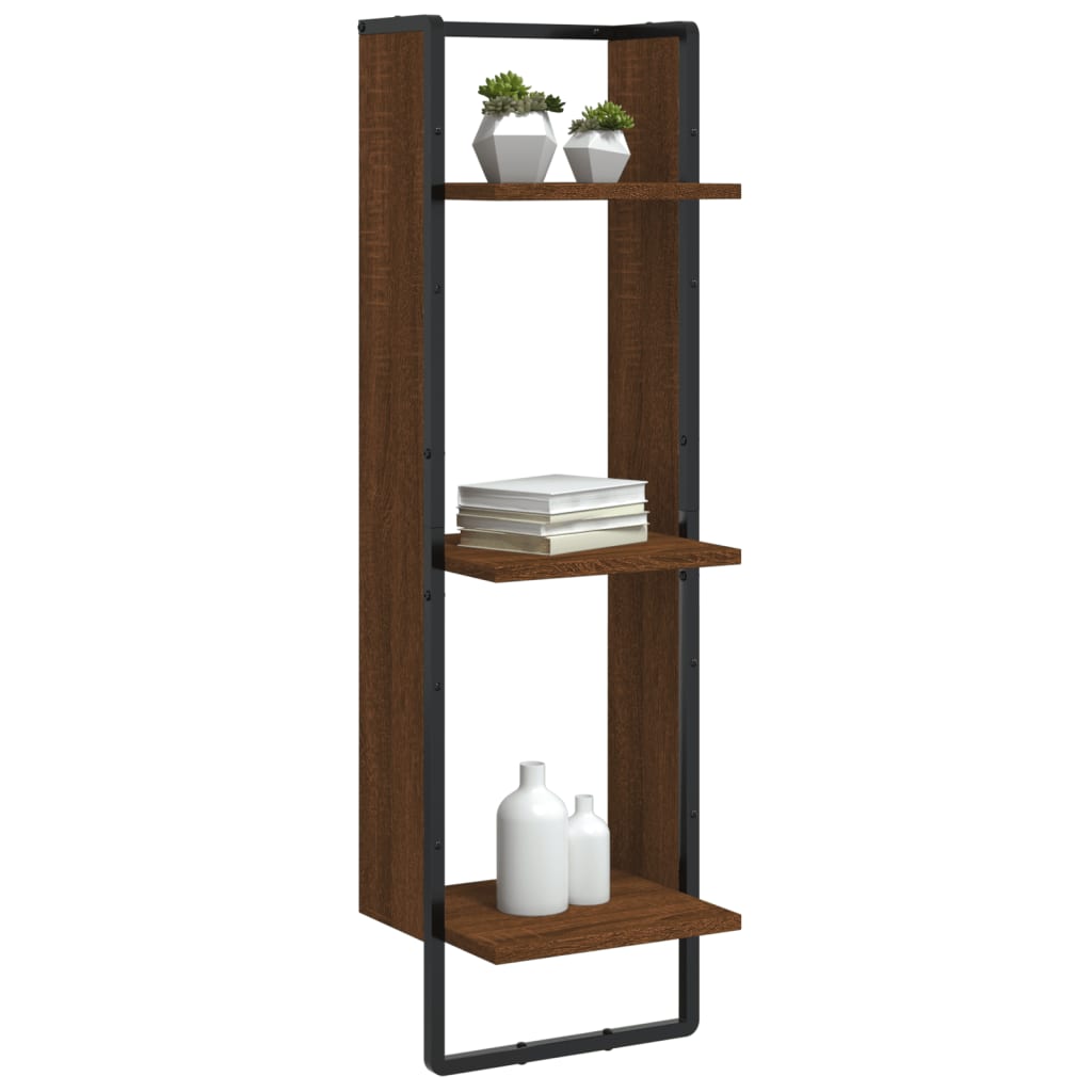Étagère murale 3 niveaux chêne marron 30x25x100 cm - XIOS