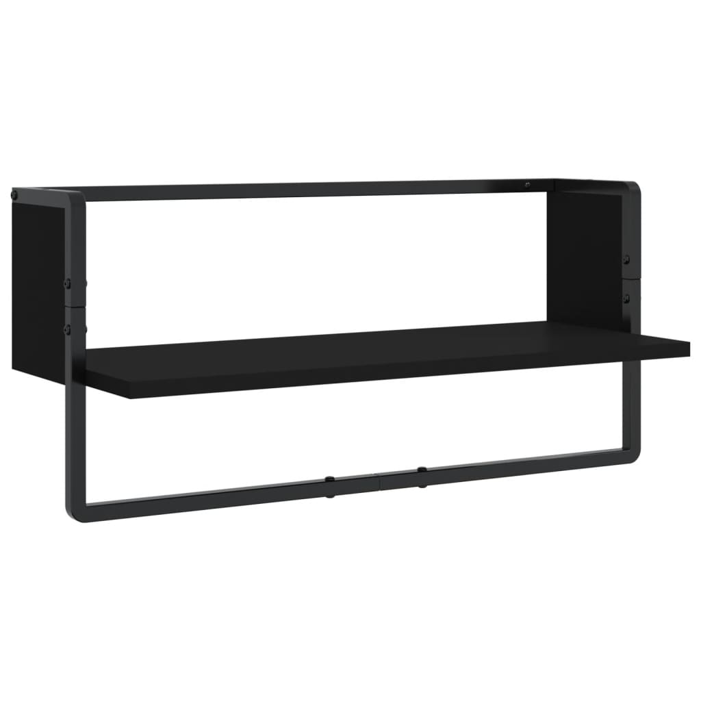 Ensemble d'étagères murales barres 4 pcs noir bois d'ingénierie Étagères murales & corniches vidaXL