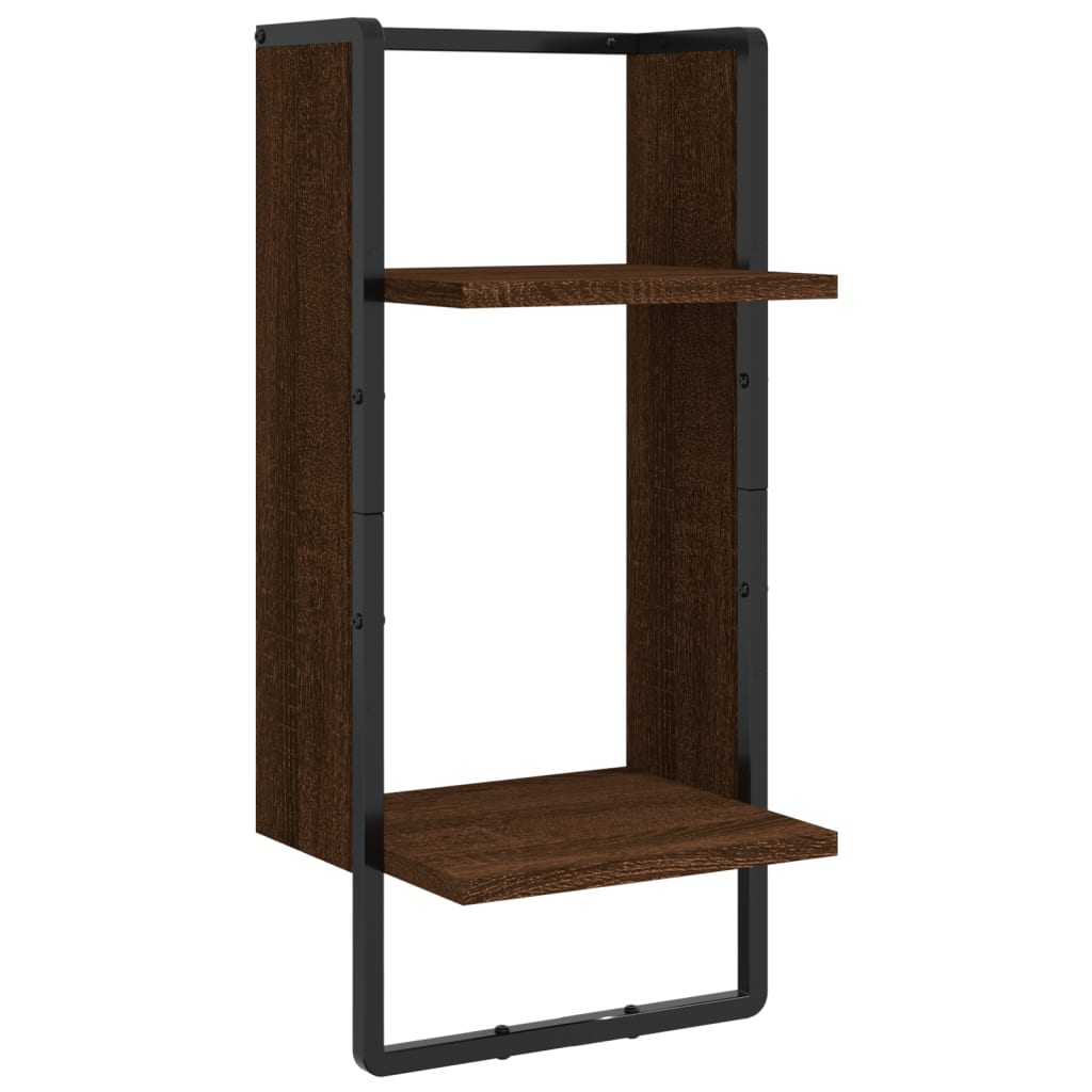 Ensemble d'étagères murales avec barres 4 pcs chêne marron Étagères murales & corniches vidaXL