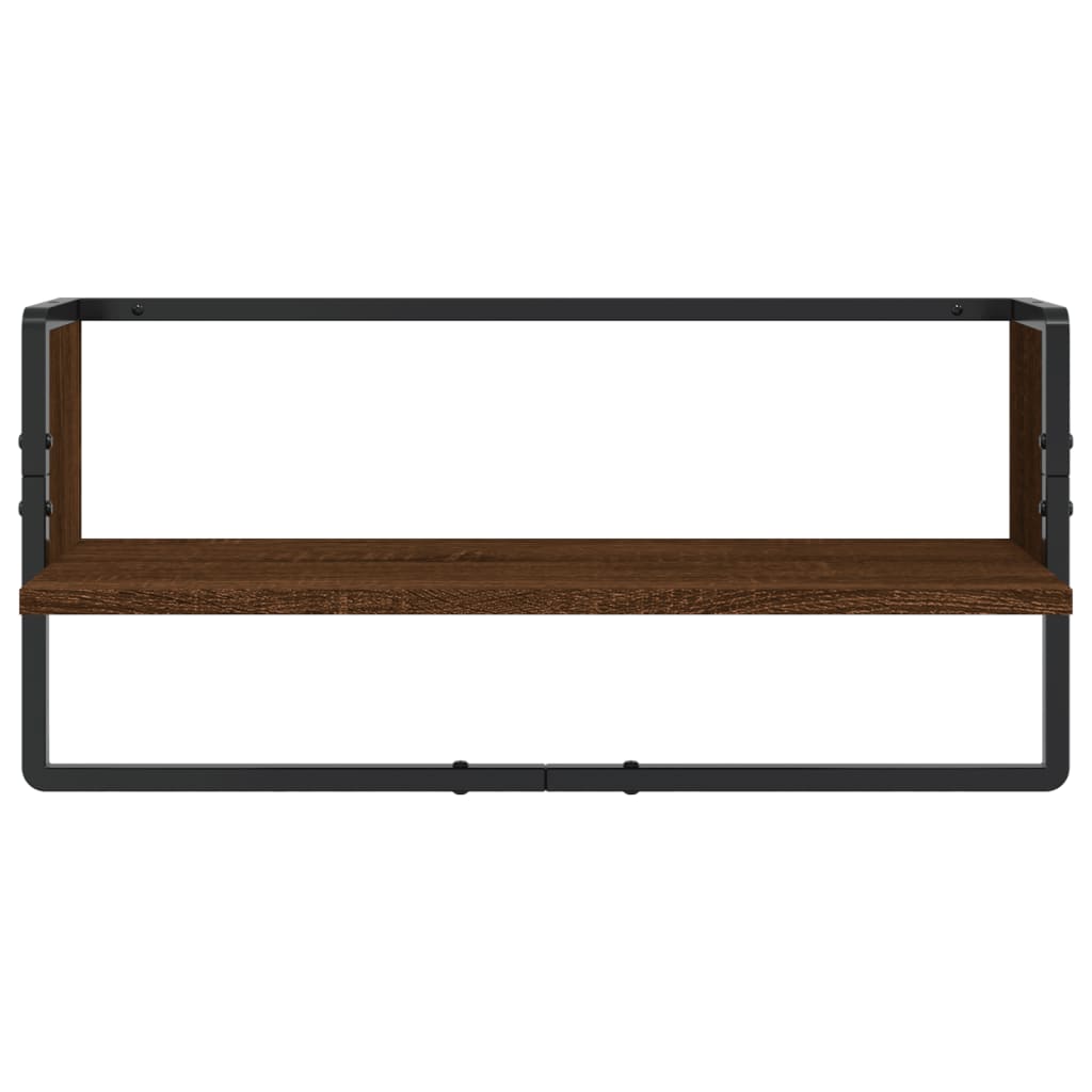 Ensemble d'étagères murales avec barres 4 pcs chêne marron Étagères murales & corniches vidaXL