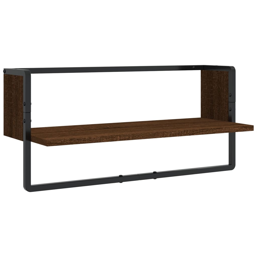Ensemble d'étagères murales avec barres 4 pcs chêne marron Étagères murales & corniches vidaXL