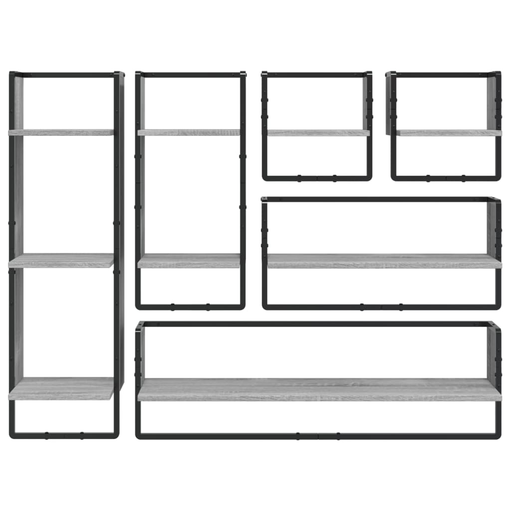 Ensemble d'étagères murales avec barres 6 pcs sonoma gris - XIOS