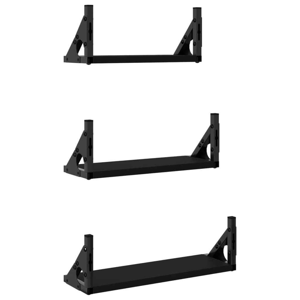 Ensemble d'étagères murales 3 pcs noir bois d'ingénierie - XIOS