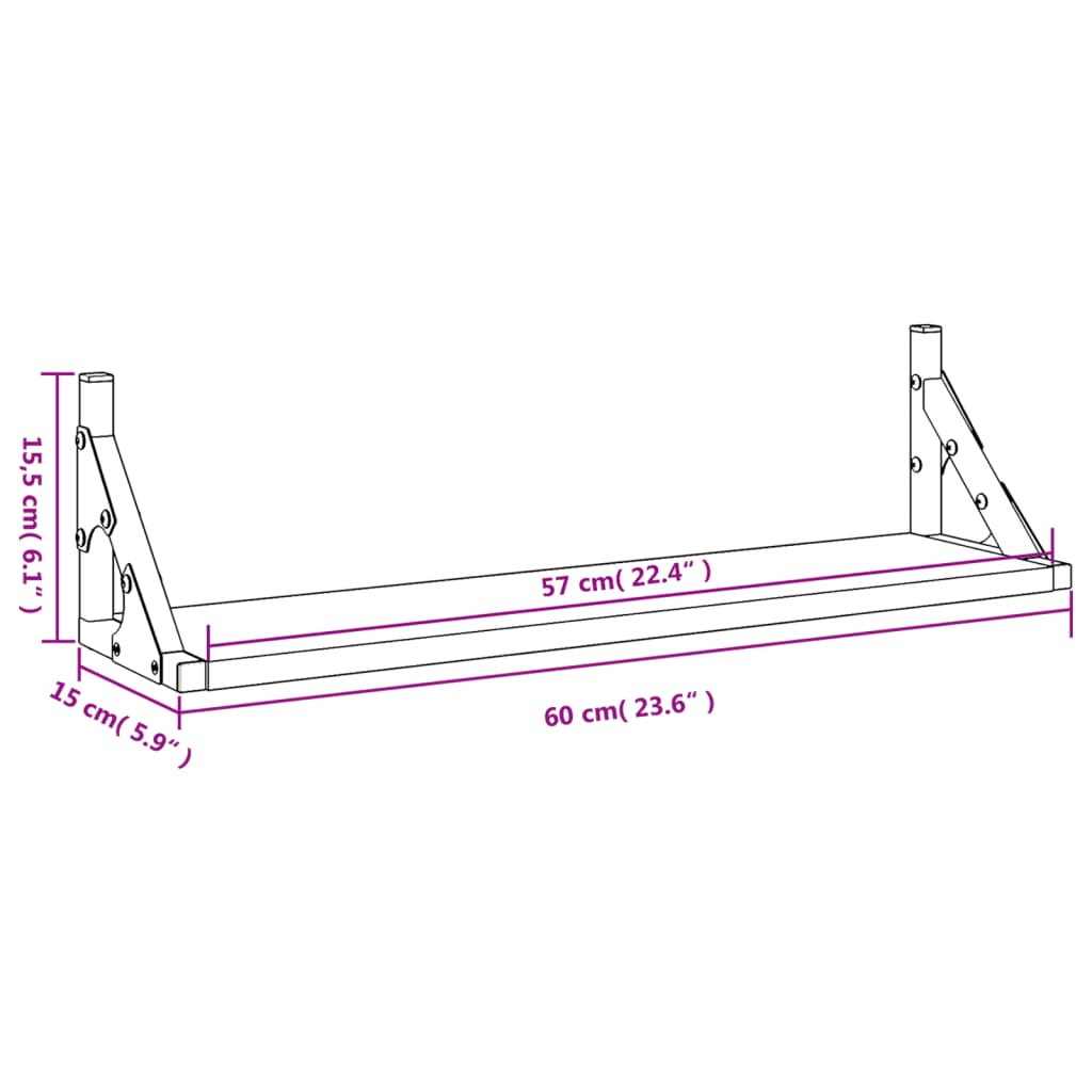Étagères murales 2 pcs chêne fumé 60x15x15,5 cm - XIOS