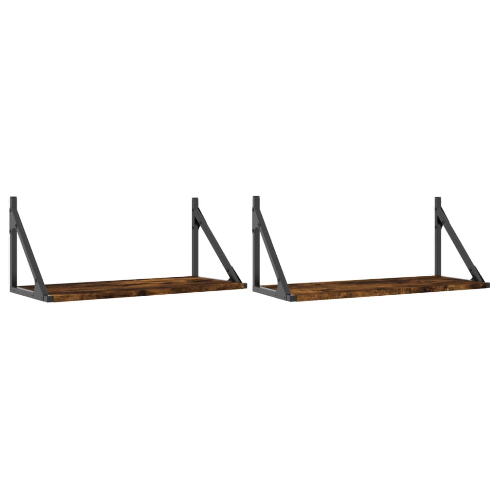 Étagères murales 2pcs chêne fumé 60x25x25,5cm bois d'ingénierie - XIOS