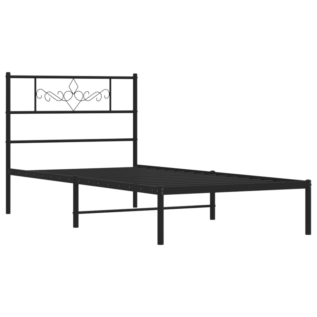 Cadre de lit métal sans matelas avec tête de lit noir 90x190 cm - XIOS
