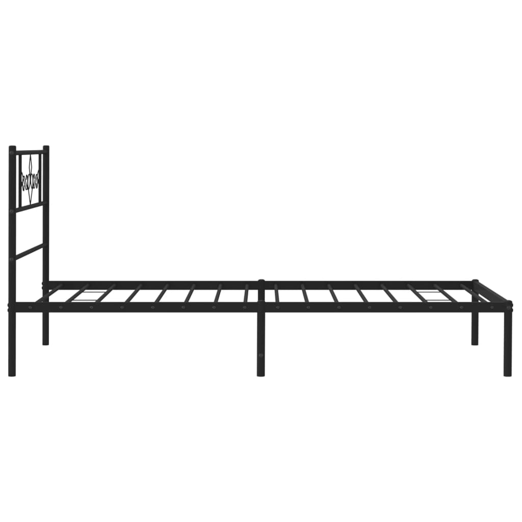 Cadre de lit métal sans matelas avec tête de lit noir 90x190 cm - XIOS