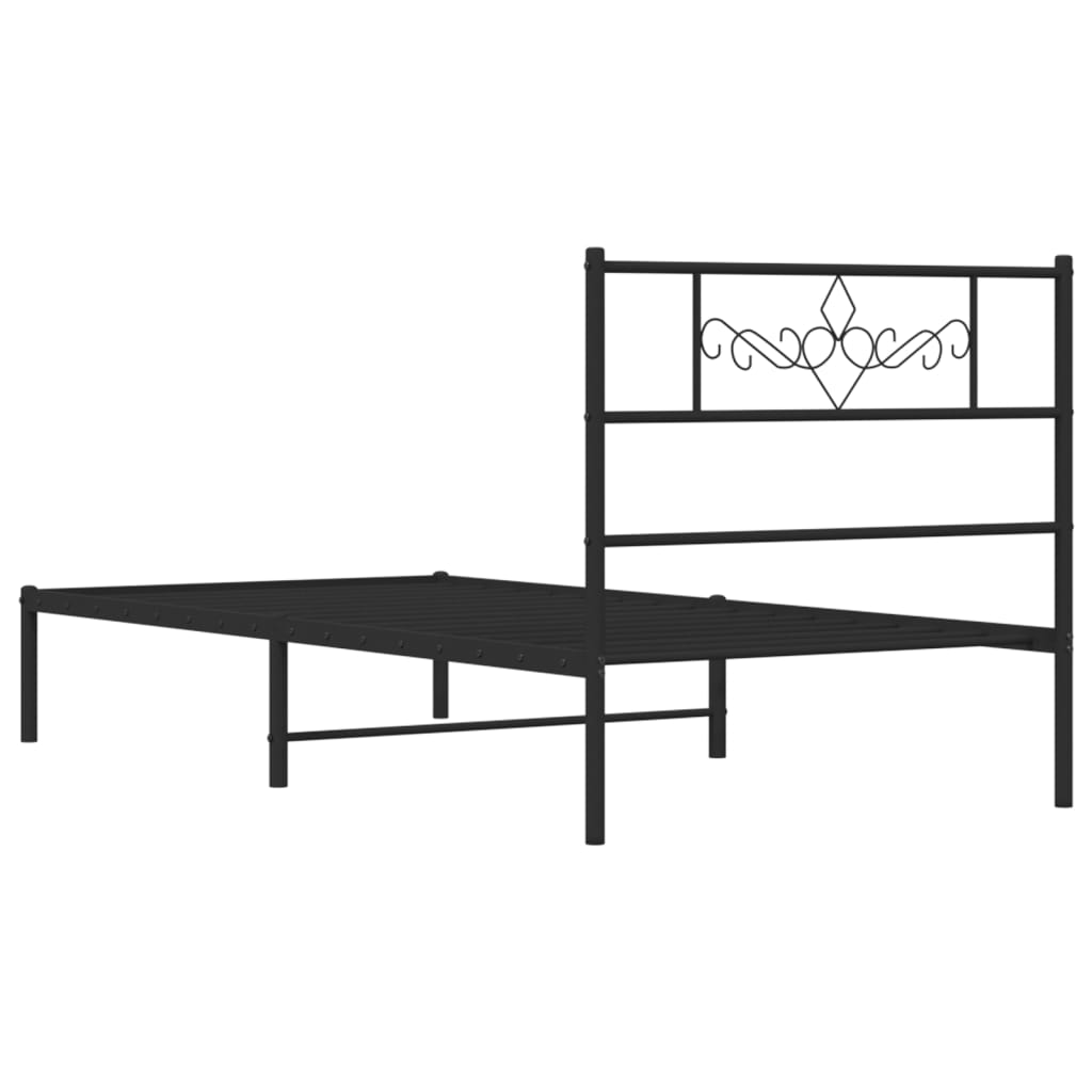 Cadre de lit métal sans matelas avec tête de lit noir 90x190 cm - XIOS