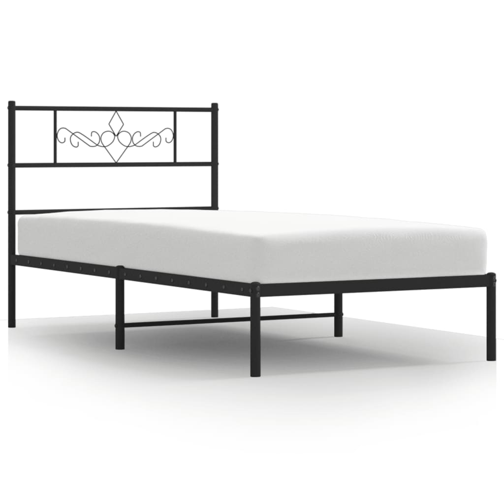 Cadre de lit métal sans matelas avec tête de lit noir 90x200 cm - XIOS