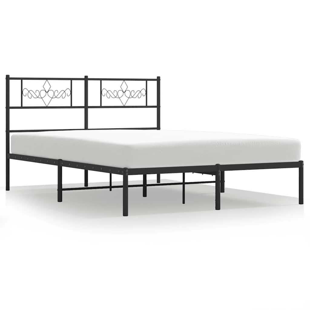 Cadre de lit métal sans matelas avec tête de lit noir 135x190cm - XIOS