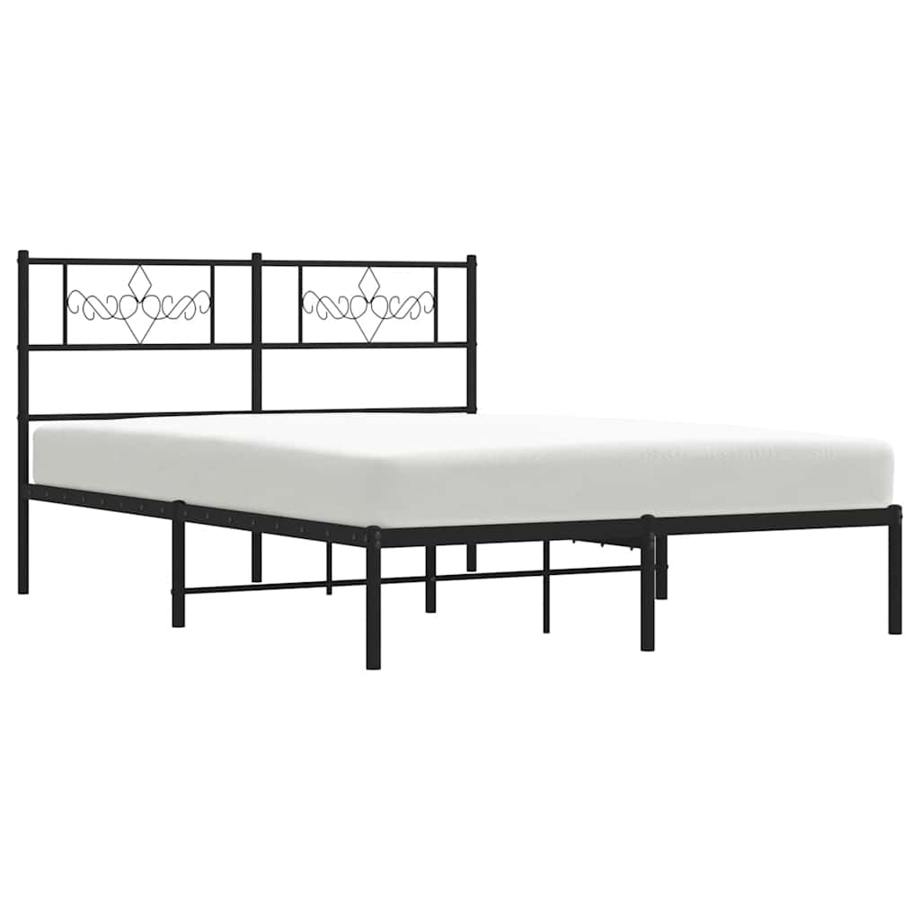 Cadre de lit métal sans matelas avec tête de lit noir 135x190cm - XIOS