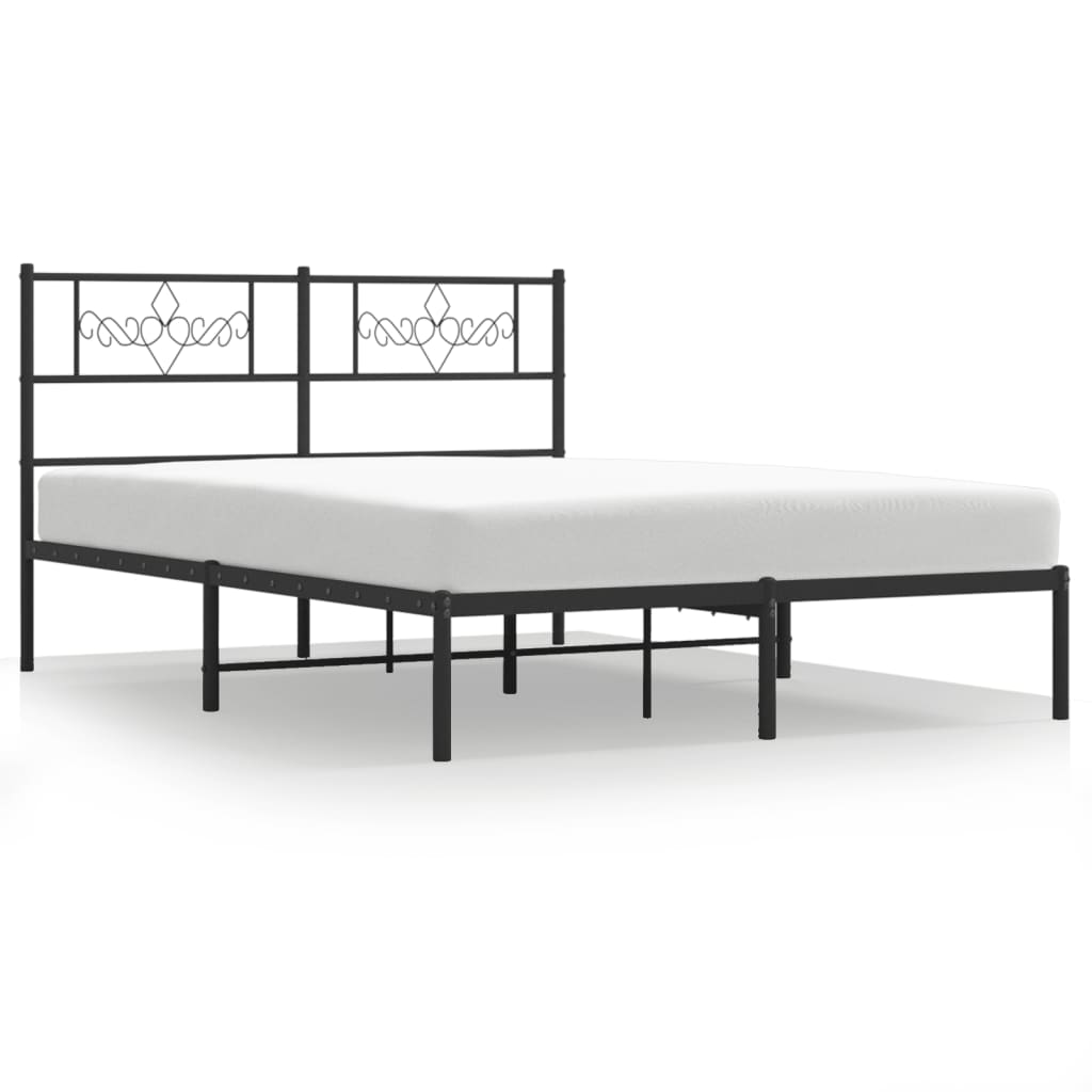 Cadre de lit métal sans matelas et tête de lit noir 160x200 cm - XIOS