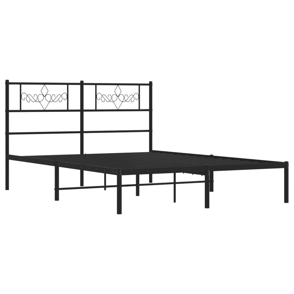 Cadre de lit métal sans matelas et tête de lit noir 160x200 cm - XIOS