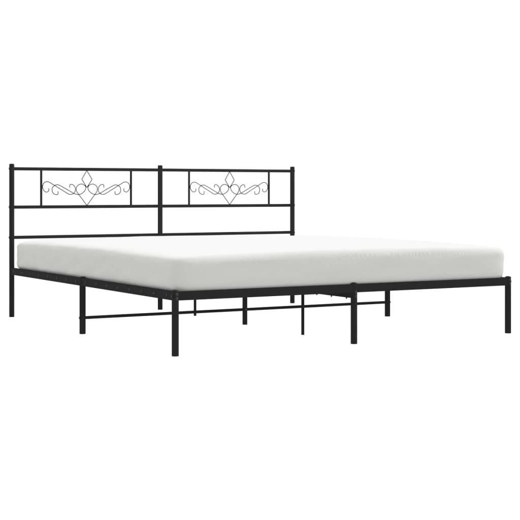 Cadre de lit métal sans matelas et tête de lit noir 180x200 cm - XIOS