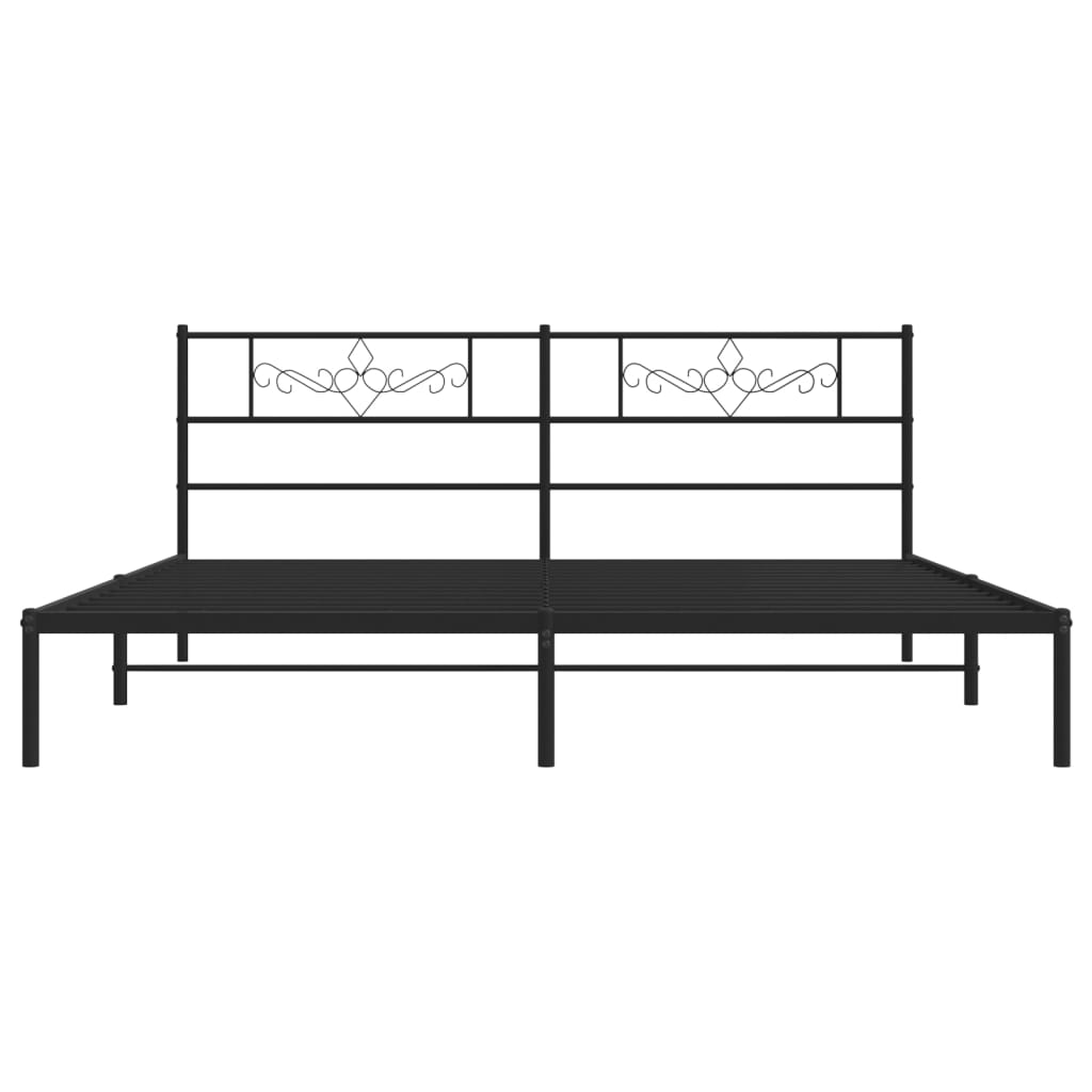 Cadre de lit métal sans matelas et tête de lit noir 180x200 cm - XIOS