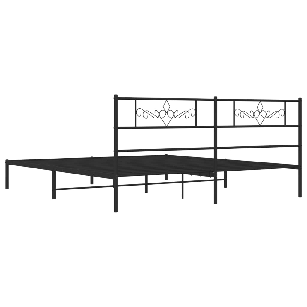Cadre de lit métal sans matelas et tête de lit noir 180x200 cm - XIOS