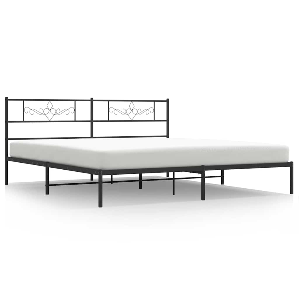 Cadre de lit métal sans matelas avec tête de lit noir 183x213cm - XIOS