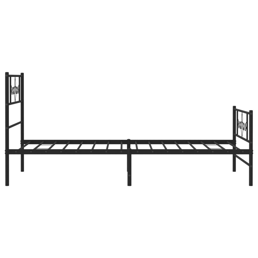 Cadre de lit métal sans matelas avec pied de lit noir 90x190 cm - XIOS