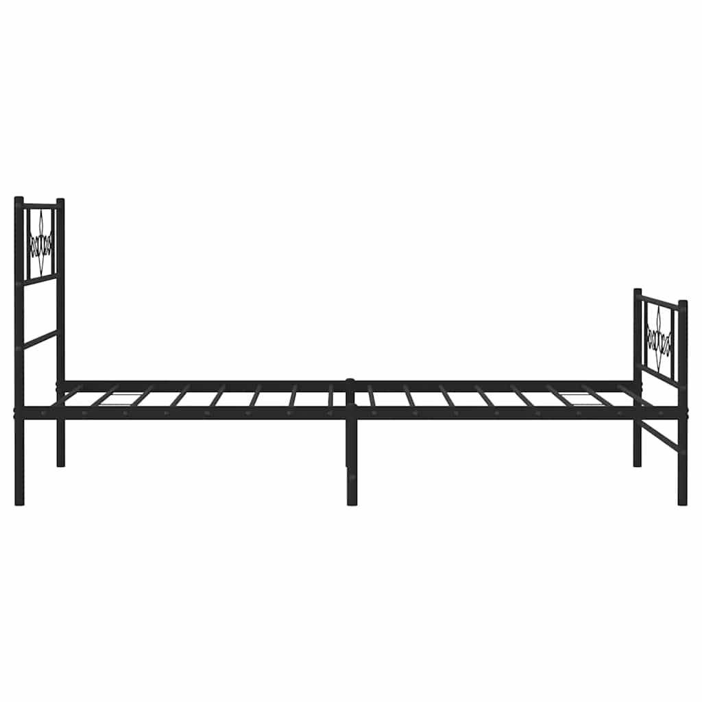 Cadre de lit métal sans matelas avec pied de lit noir 100x190cm - XIOS